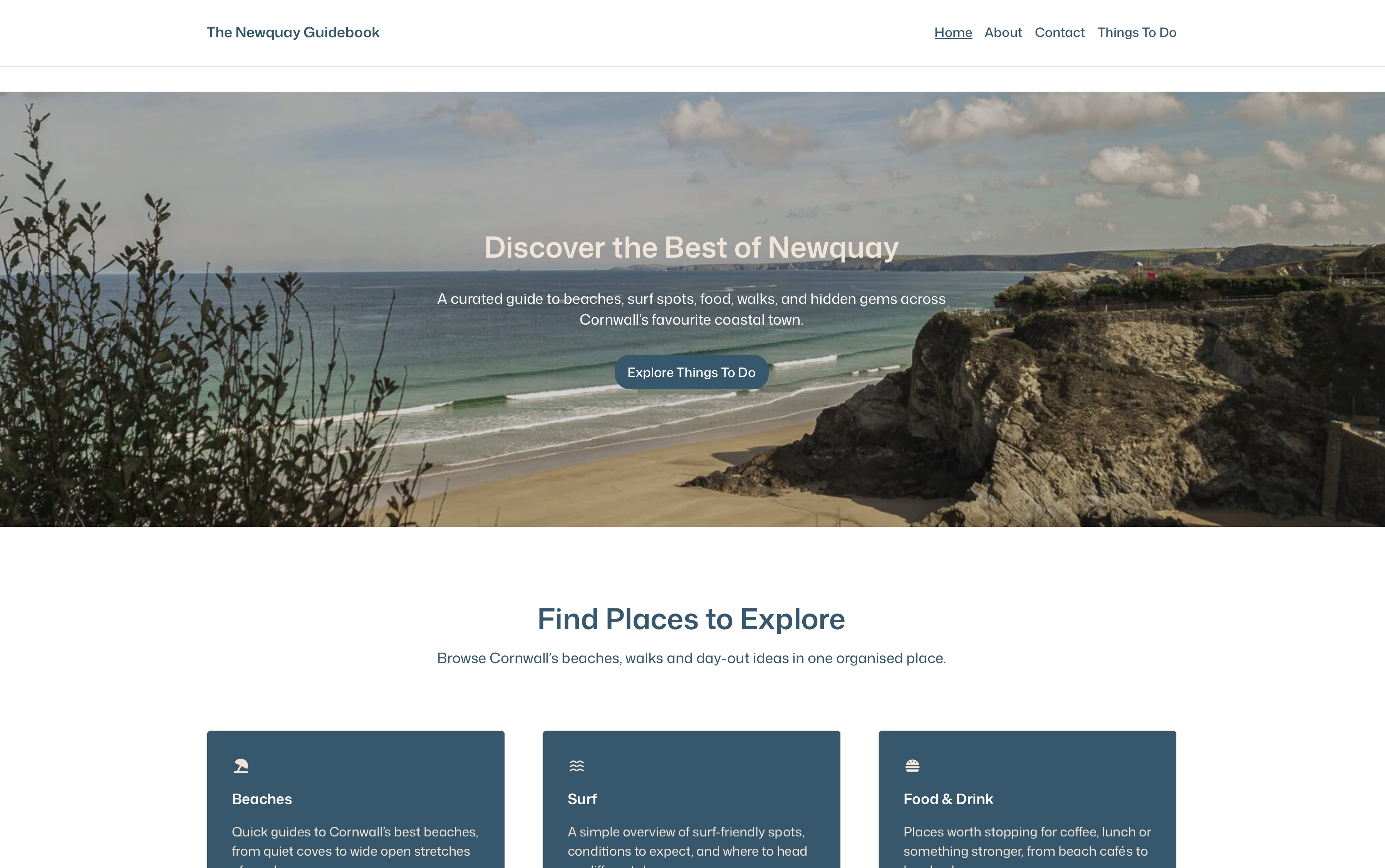 The Newquay Guide website screenshot