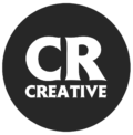 CR Creative Logo. Black circle with text