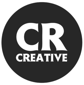 CR Creative Logo. Black circle with text