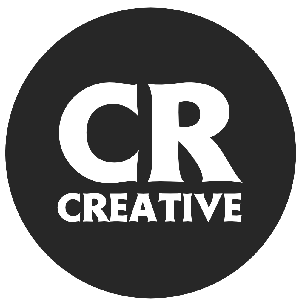CR Creative Logo. Black circle with text